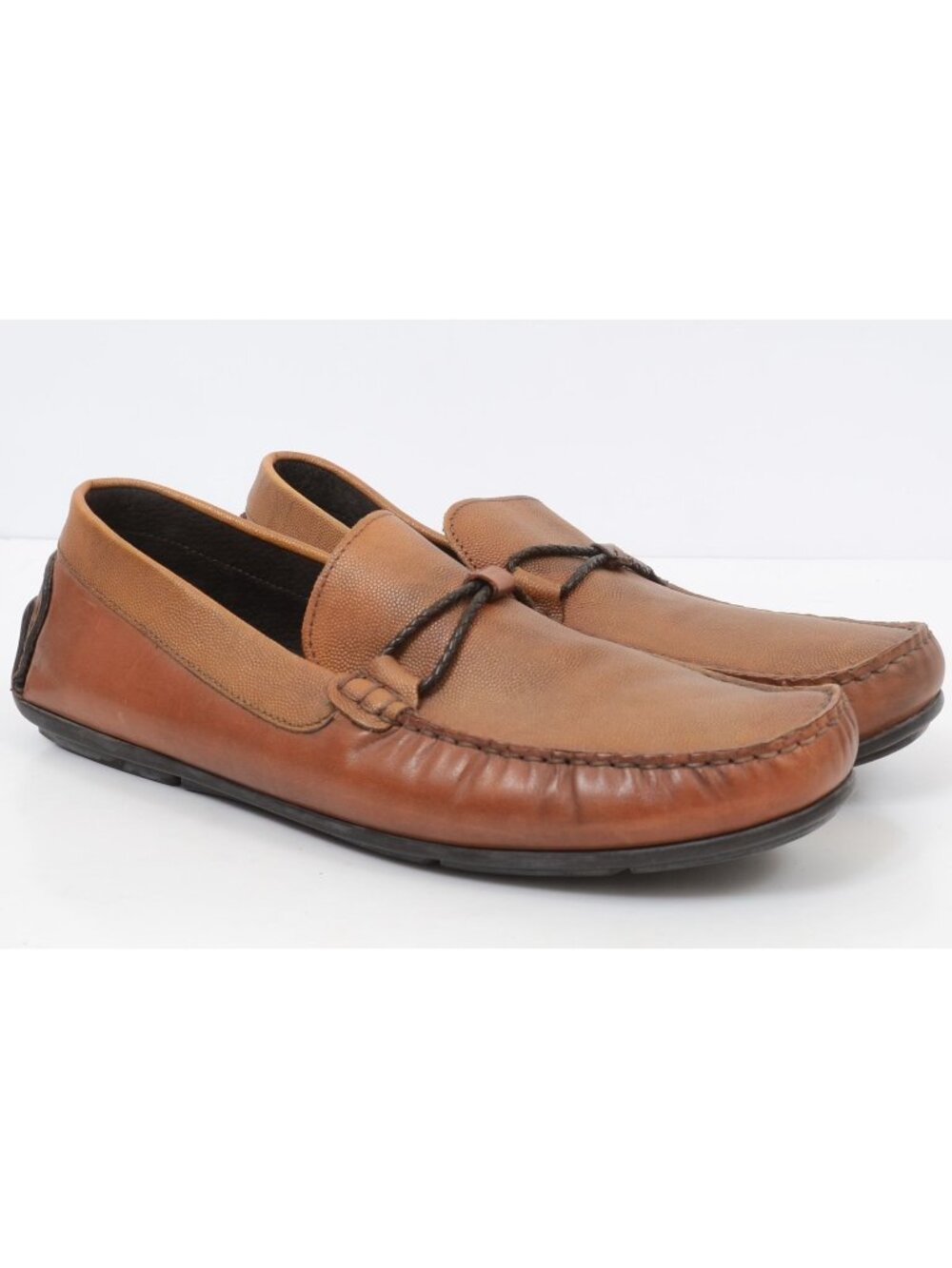 Bacco Bucci Men's 12 Brown Leather Italian Driving Slip-On Loafer Preppy‎ Vacay